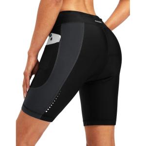 Bikewa Women’s 4D Padded Bike Shorts Cycling Riding Road Biking Bicycle Cycle Shorts for Women Zipper Pockets(Black/Dark Grey)