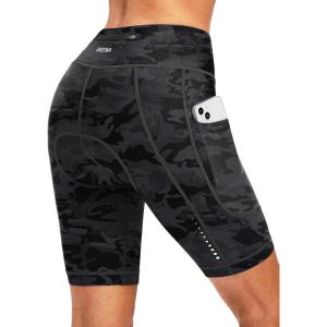 Bikewa Women’s 4D Padded Bike Shorts Cycling Riding Road Biking Bicycle Cycle Shorts for Women Zipper Pockets(Camo Black)