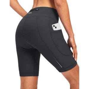 Bikewa Women’s 4D Padded Bike Shorts Cycling Riding Road Biking Bicycle Cycle Shorts for Women Zipper Pockets(Dark Grey)