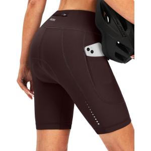 Bikewa Women’s 4D Padded Bike Shorts Cycling Riding Road Biking Bicycle Cycle Shorts for Women Zipper Pockets(Wine)