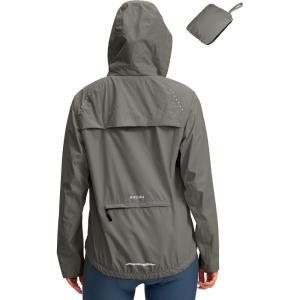 Bikewa Women’s Cycling Rain Jackets Waterproof Windbreaker Lightweight Running Windproof Reflective Jacket Packable Hooded(Grey)