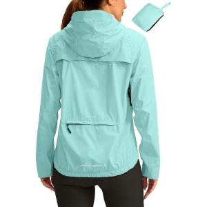Bikewa Women’s Cycling Rain Jackets Waterproof Windbreaker Lightweight Running Windproof Reflective Jacket Packable Hooded(Light Green)