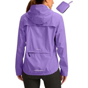 Bikewa Women’s Cycling Rain Jackets Waterproof Windbreaker Lightweight Running Windproof Reflective Jacket Packable Hooded(Taro Purple)