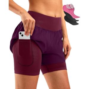 Bikewa Women’s Mountain Bike Shorts 4D Padded Cycling Riding Biking Bicycle Biker Cycle Shorts for Women Zipper Pockets(Wine)