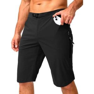 Men’s Mountain Bike Shorts Stretch Cycling Biking Bicycle Quick Dry Hiking Shorts for Men Zipper Pockets(Black)