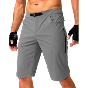 Men’s Mountain Bike Shorts Stretch Cycling Biking Bicycle Quick Dry Hiking Shorts for Men Zipper Pockets(Light Grey)